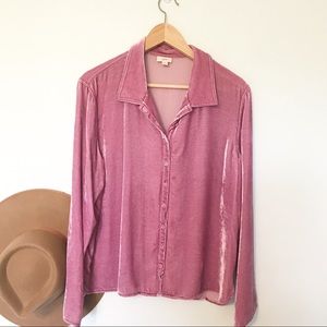 J. Jill silk velvet button down blouse